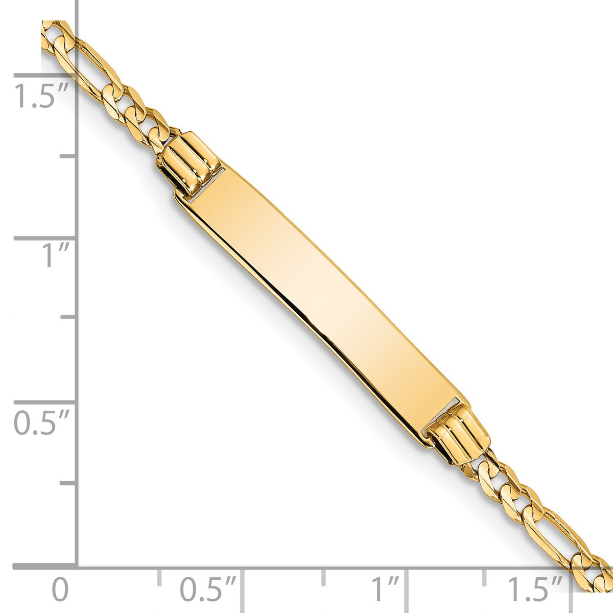 14k Polished Solid Chain/Solid Plate Figaro Link 26x5mm Plate 6 inch ID Bracelet