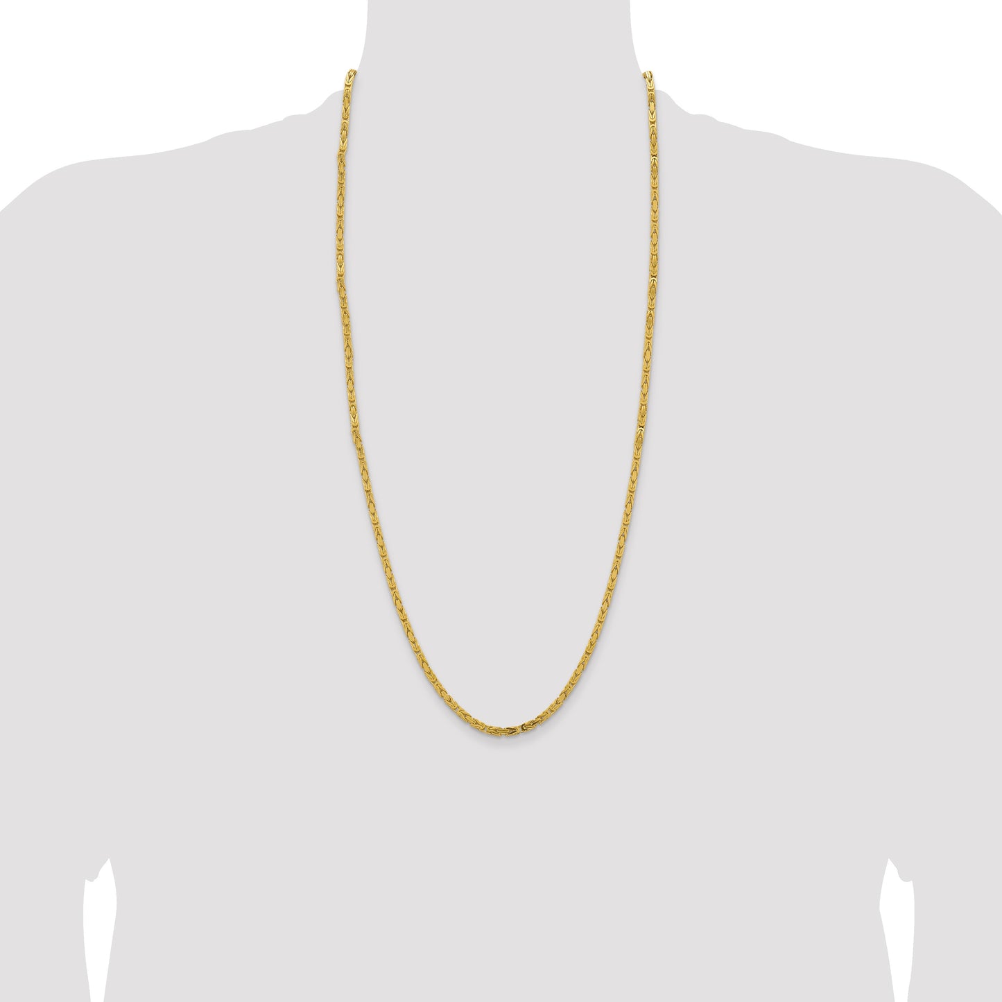 14K 30 inch 3.25mm Byzantine with Lobster Clasp Chain