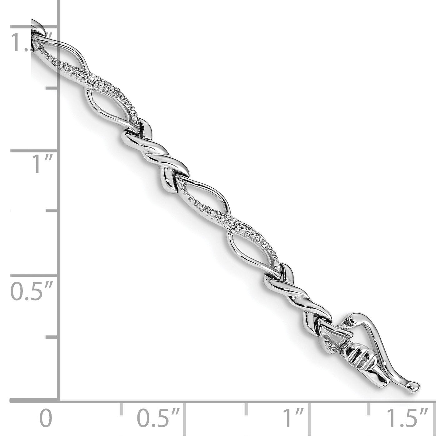 14k White Gold Complete 1/20 carat Diamond Twist Link 7.25 inch Bracelet