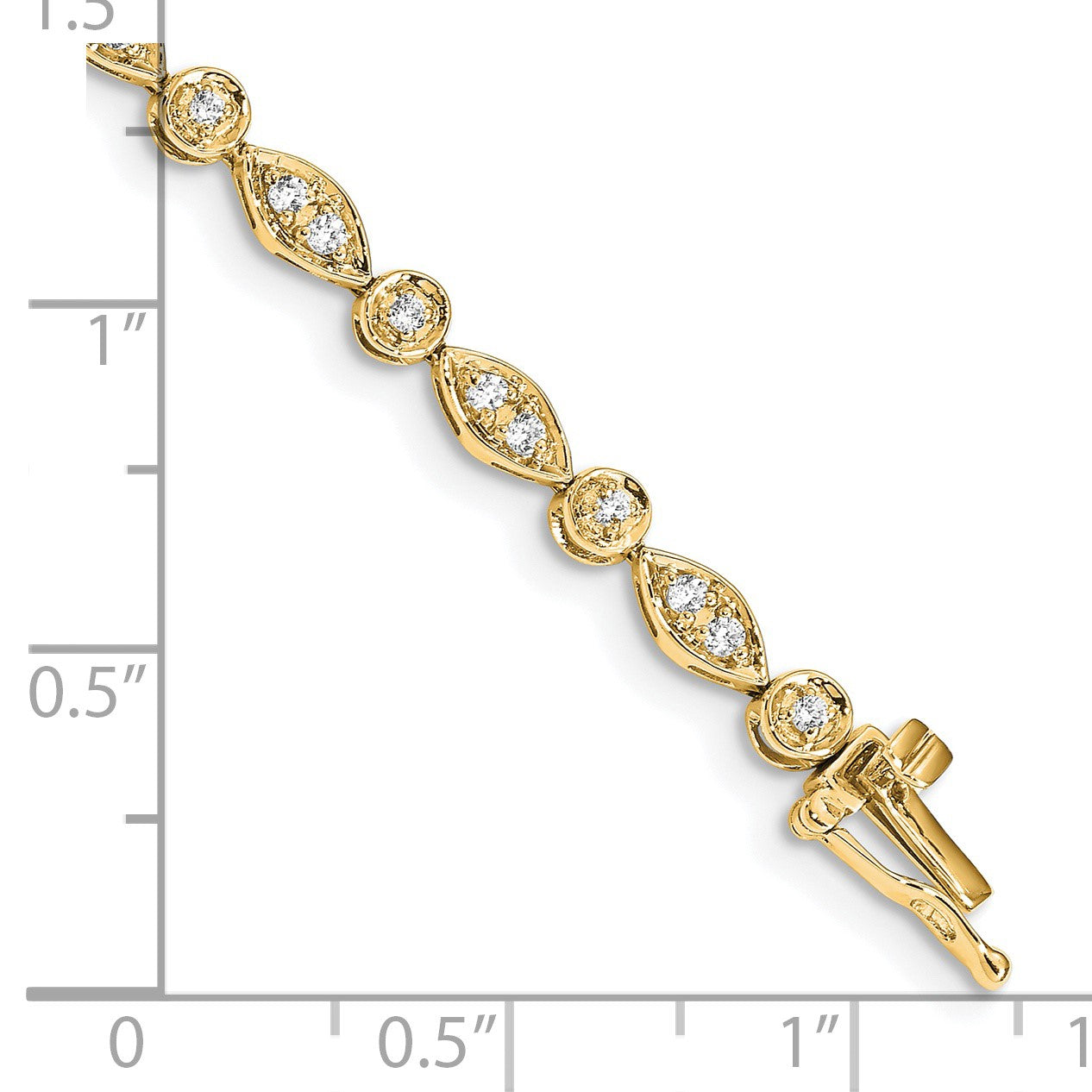 14k Complete 3/4 carat Diamond Round and Oval Link 7 inch Bracelet