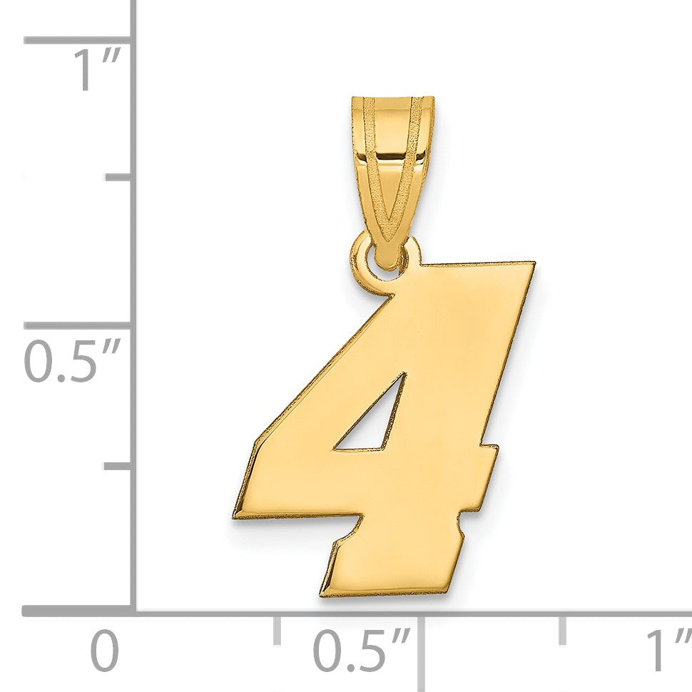 14k Polished Block Number 4 Pendant