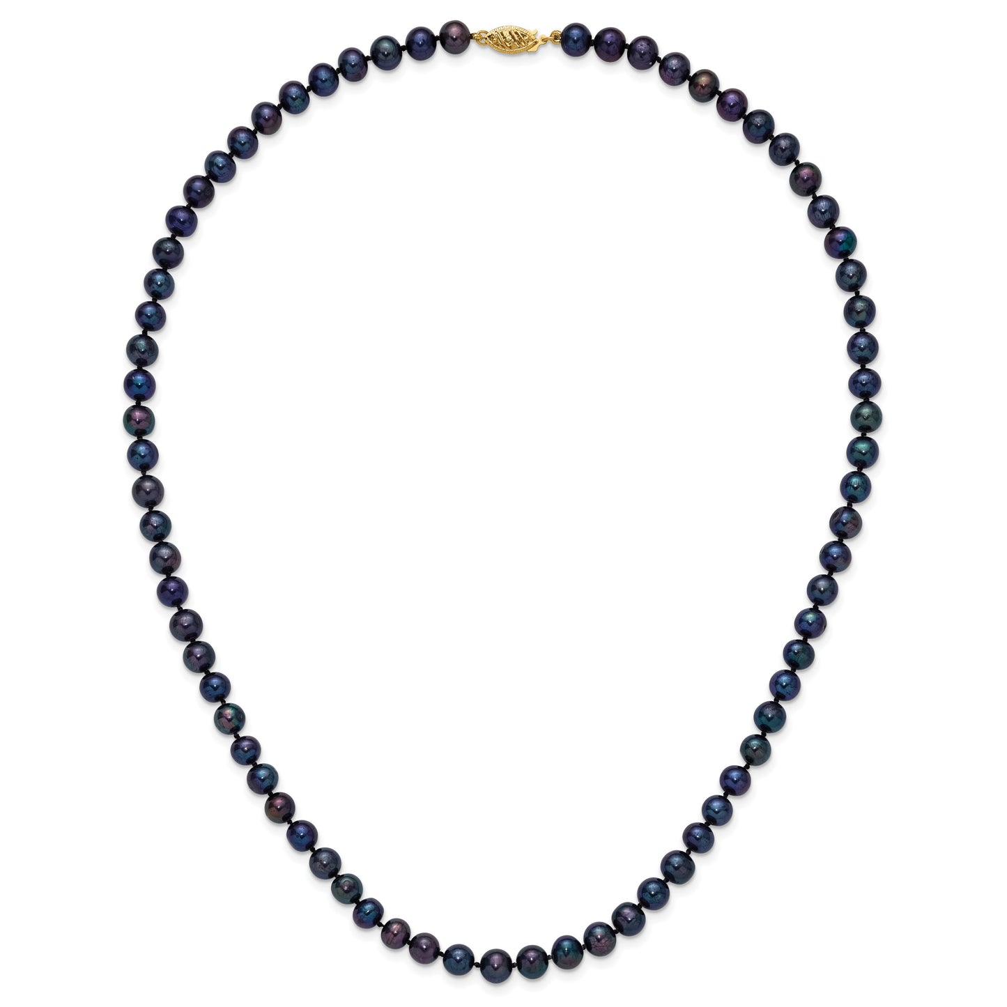14k 6-7mm Black Near-Round Freshwater Cultured Pearl 20 inch Necklace