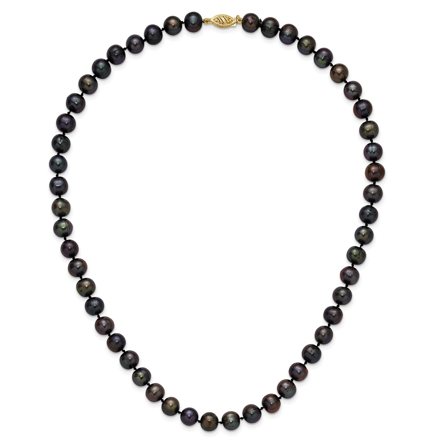 14k 8-9mm Black Near-Round Freshwater Cultured Pearl 18 inch Necklace