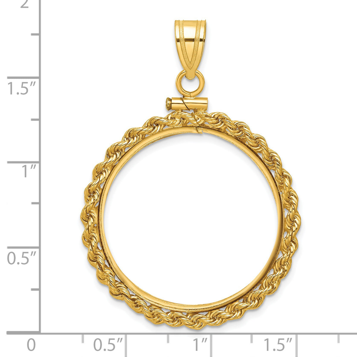 Wideband Distinguished Coin Jewelry 14k Polished Rope 27.0mm x 2.35mm Screw Top Coin Bezel Pendant