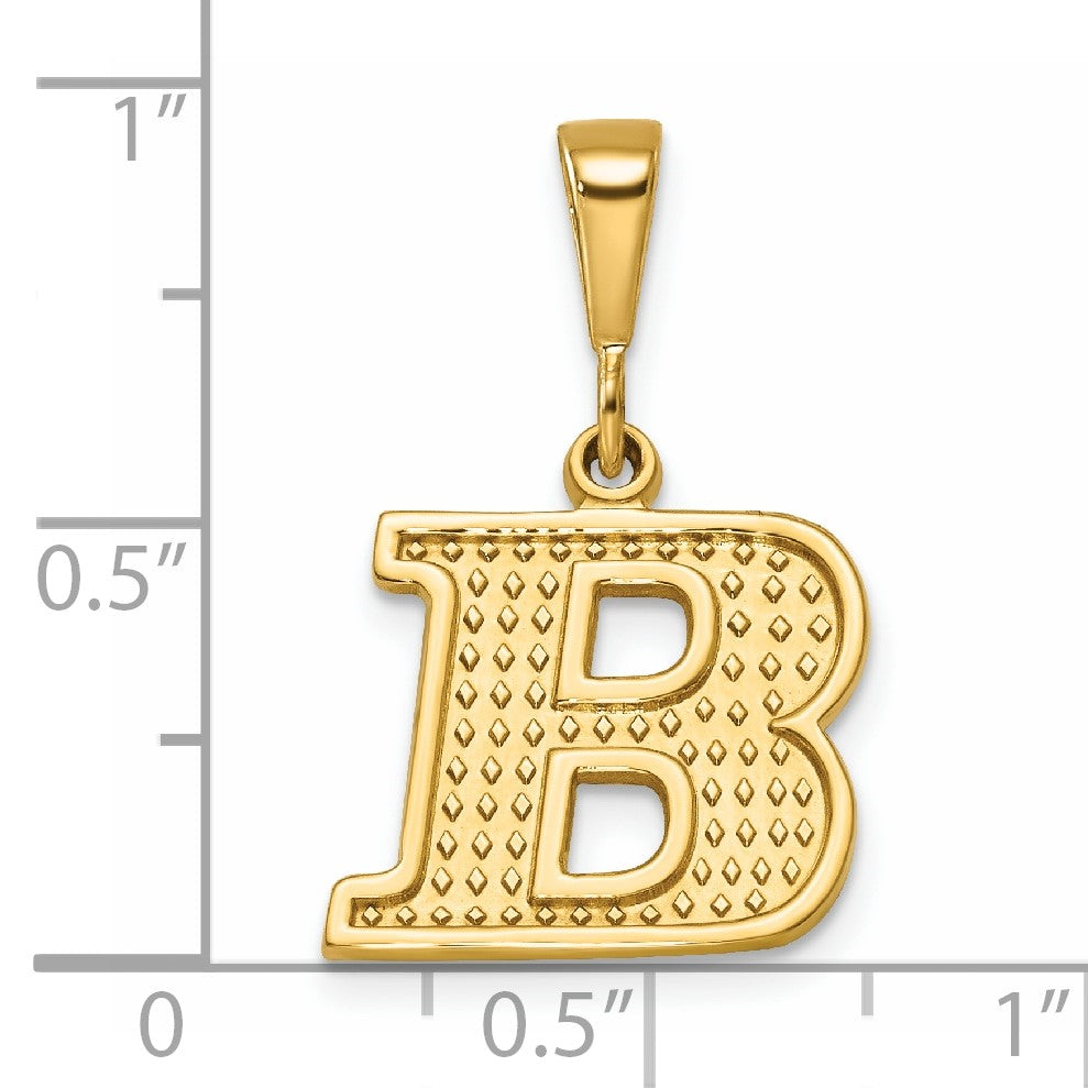 14k Textured Initial B Charm