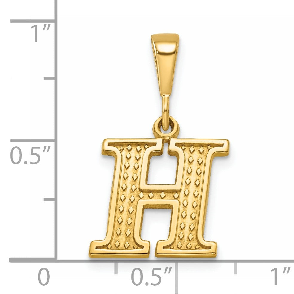 14k Textured Initial H Charm