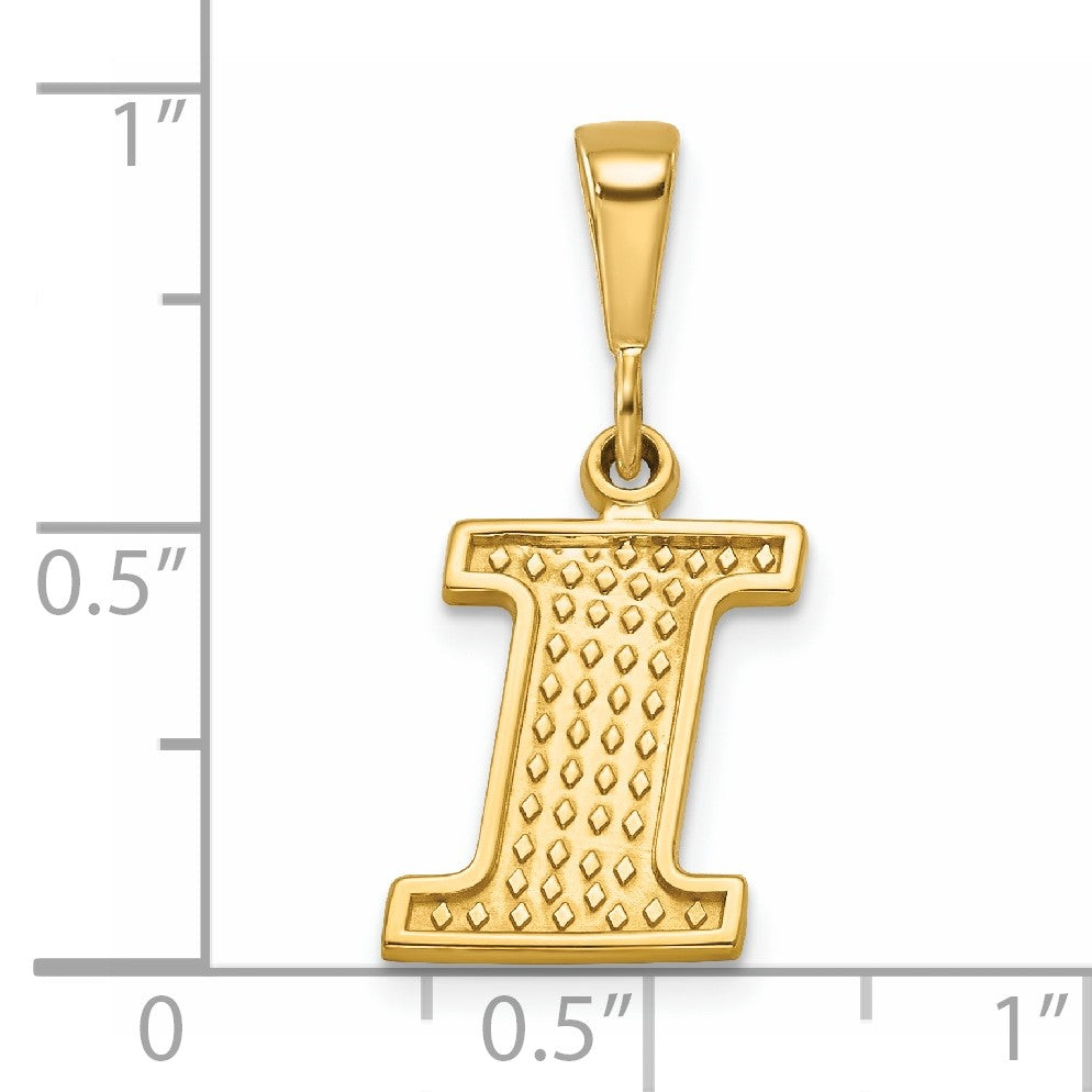 14k Textured Initial I Charm