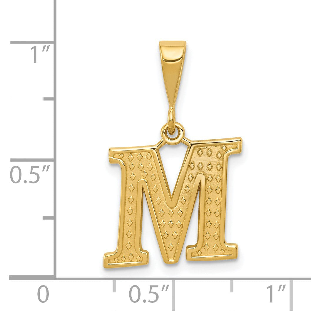 14k Textured Initial M Charm