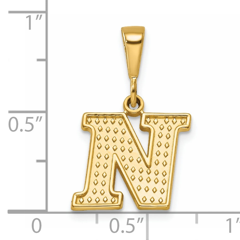 14k Textured Initial N Charm