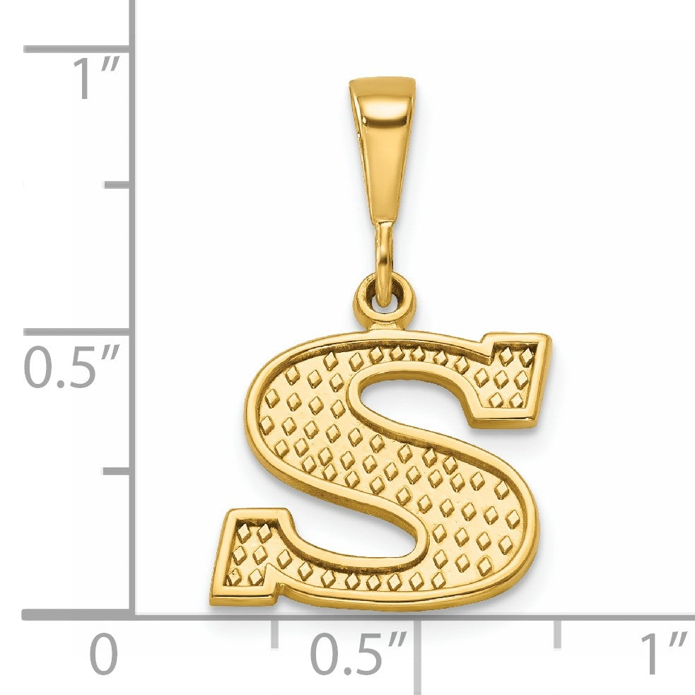 14k Textured Initial S Charm