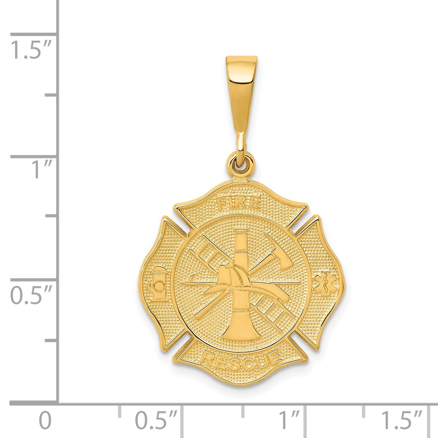 14k FIRE RESCUE Badge Pendant
