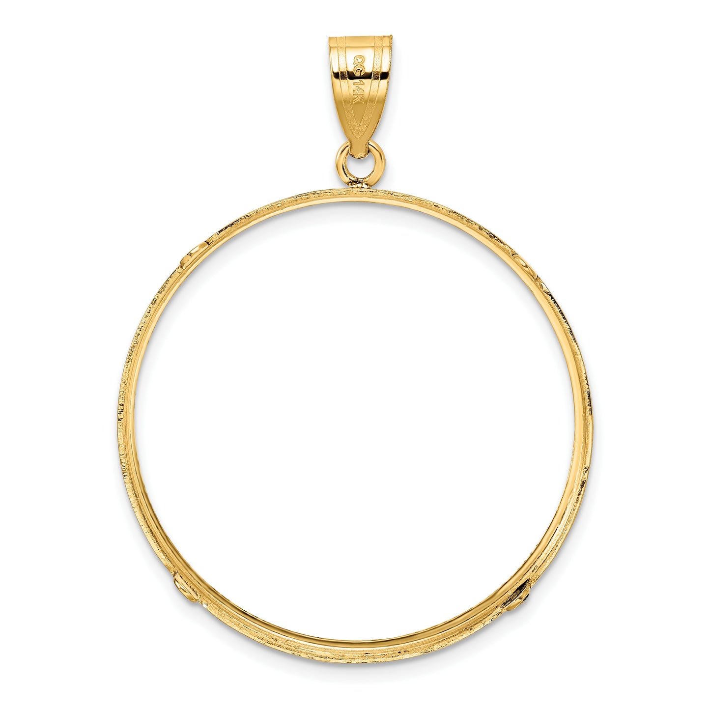 Wideband Distinguished Coin Jewelry 14k Polished and Diamond-cut 32.7mm Prong Coin Bezel Pendant