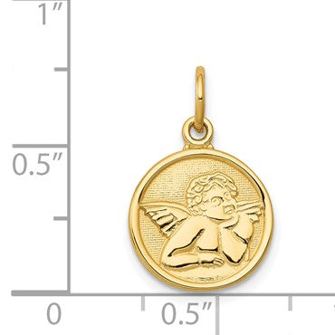 14k Polished Angel Round Charm