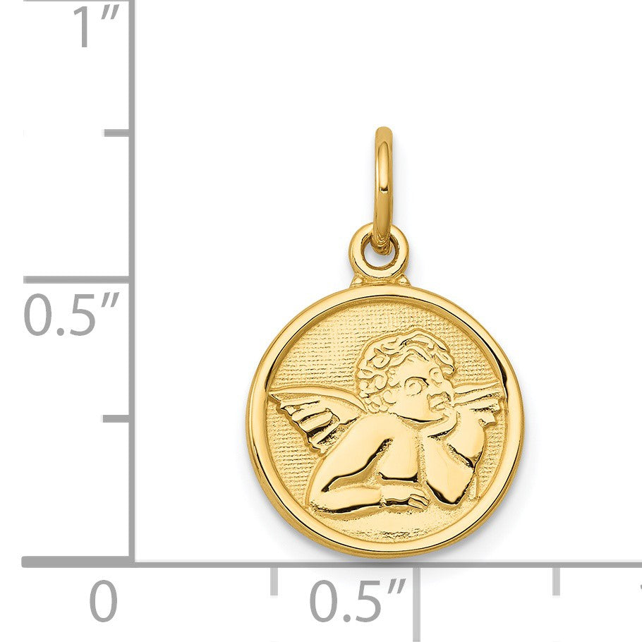14k Polished Angel Round Charm
