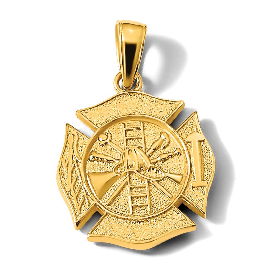 14k Reversible Fire Department Shield Pendant