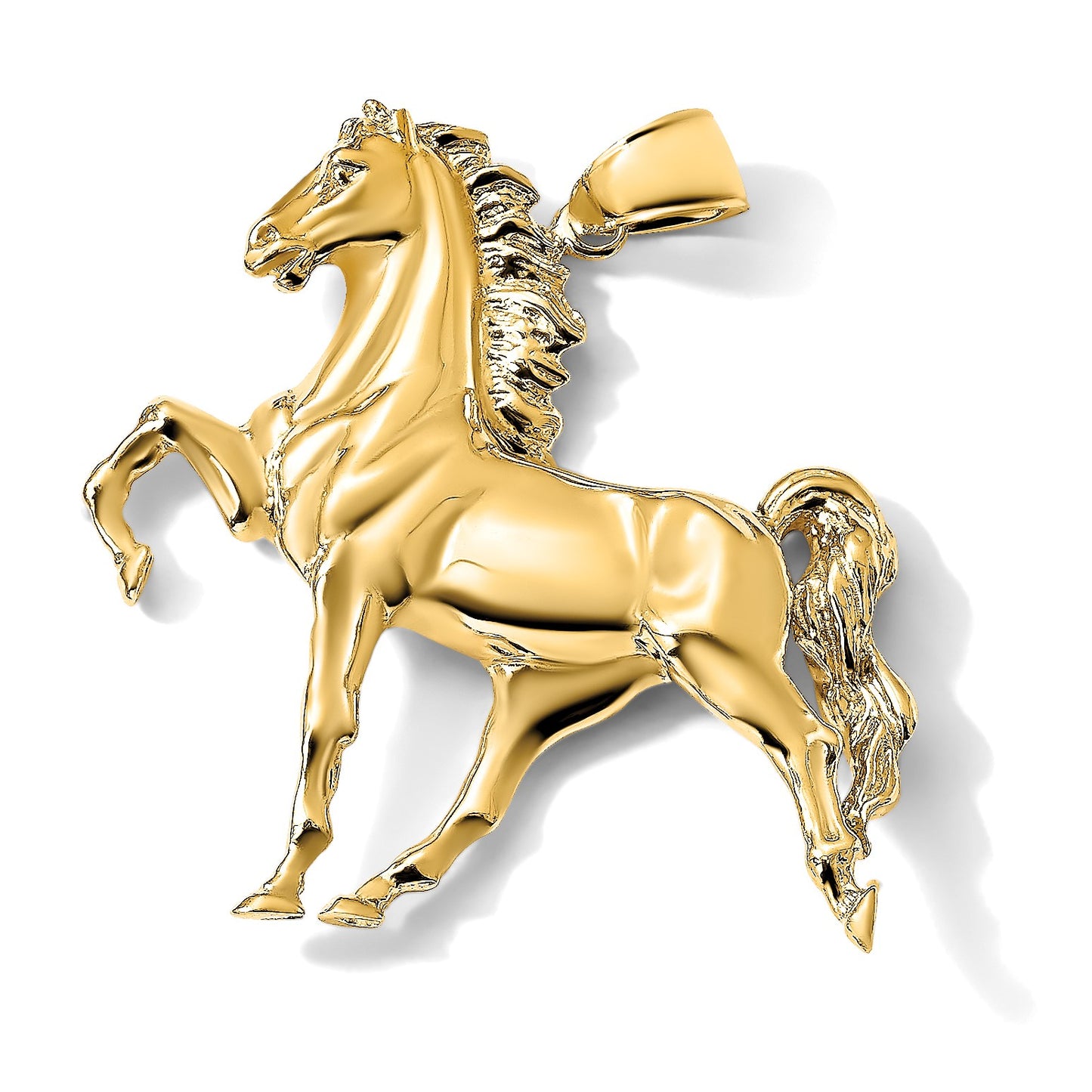 14k Large Solid Polished Open-Backed Horse Pendant