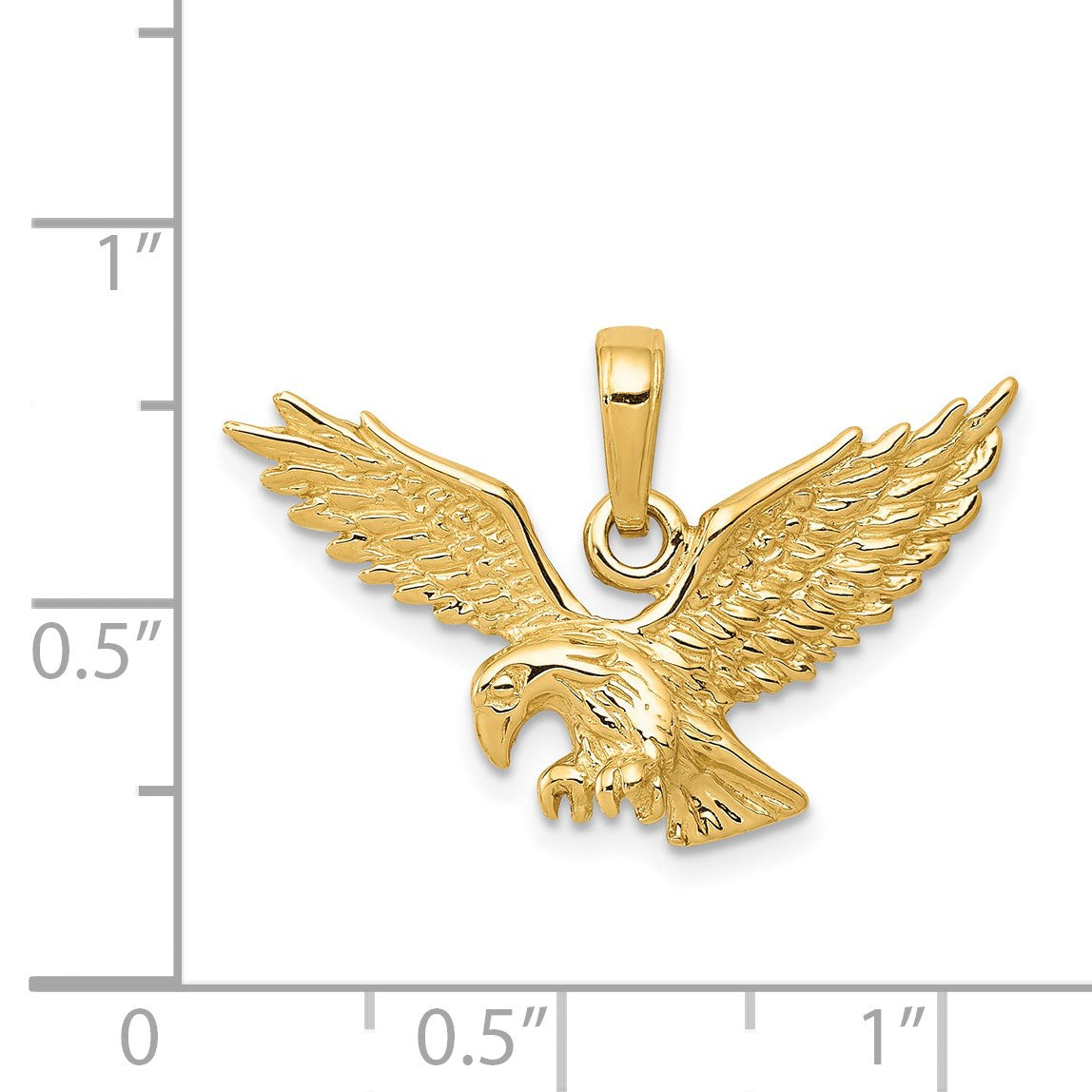 14k Solid Textured Eagle Landing Pendant