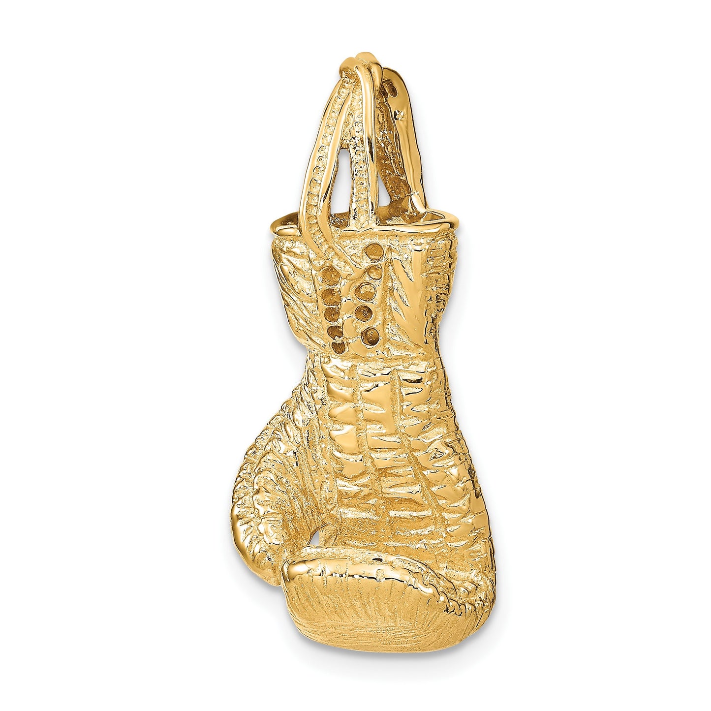 14K Hollow Polished 3-D Large Boxing Glove Pendant