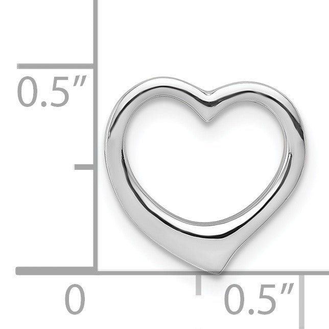 14K White Gold Polished Floating Heart Chain Slide
