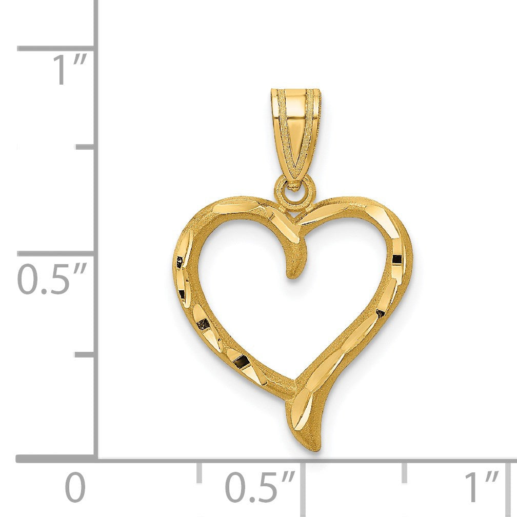 14K Polished Open Heart Pendant