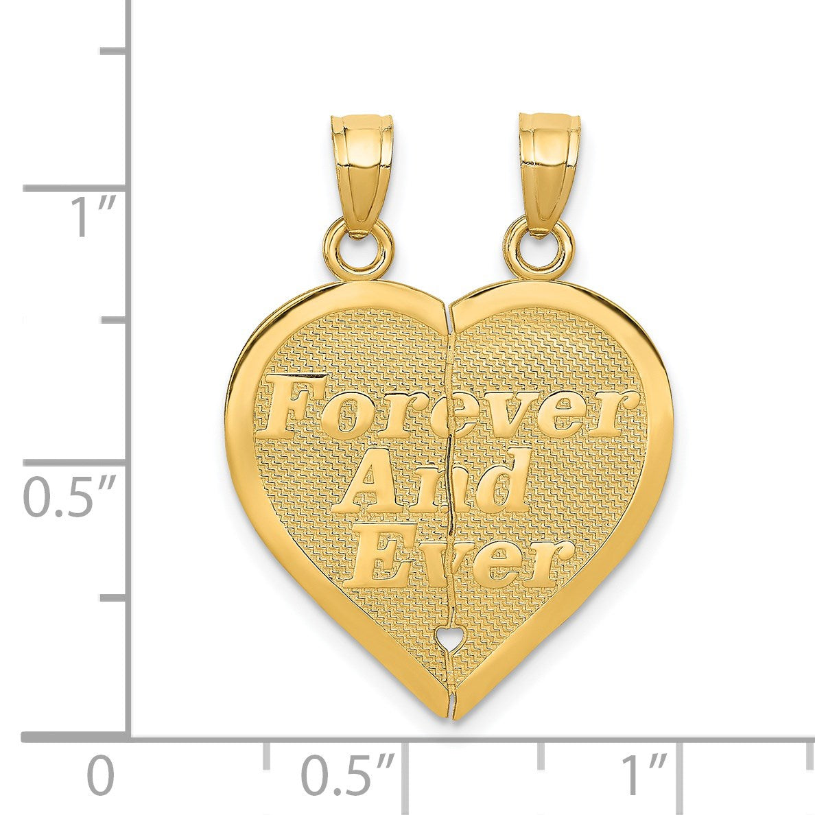 14k Reversible FOREVER AND EVER/FRIENDS 2-Piece Break-apart Heart Pendant