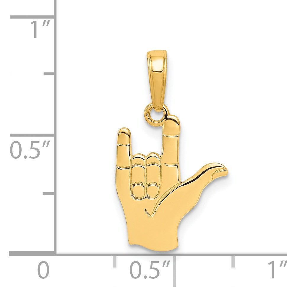 14k I Love You Hand/ Sign Language Pendant
