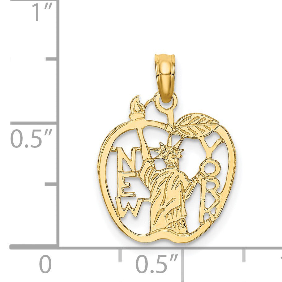 14k Cut-out NEW YORK with Statue of Liberty in Apple Charm