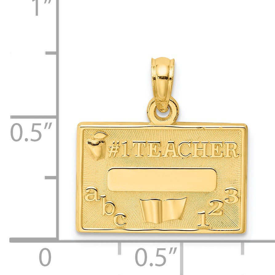 14k #1 TEACHER with Engravable Area Charm