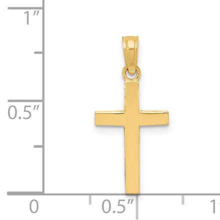 14k Beveled Cross Charm