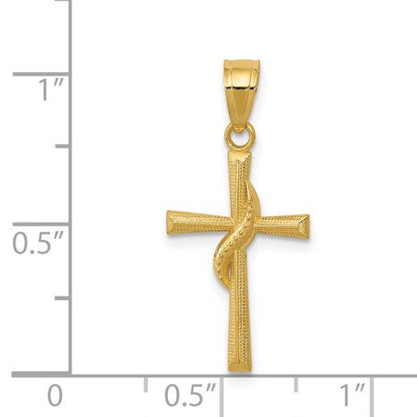 14k Polished Cross with Drape Pendant