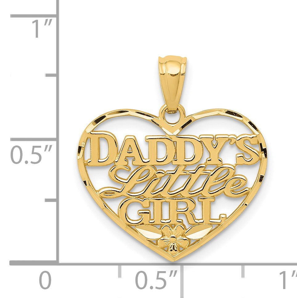 14k Diamond-cut DADDYS LITTLE GIRL Heart Pendant