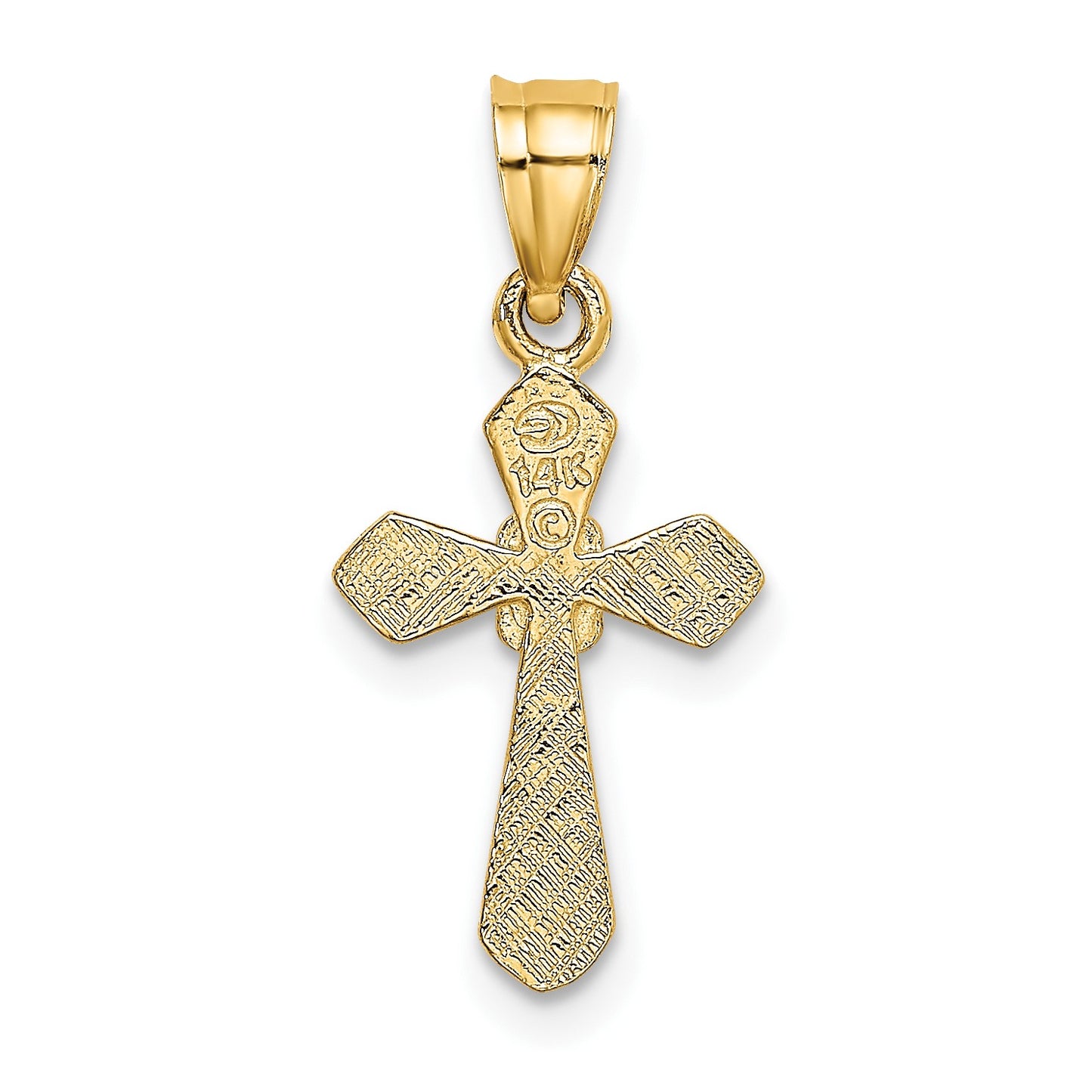 14K Small Cross with Flower Charm