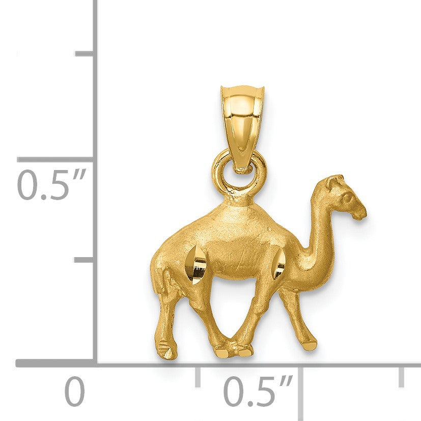 14K Satin Diamond-cut Camel Pendant