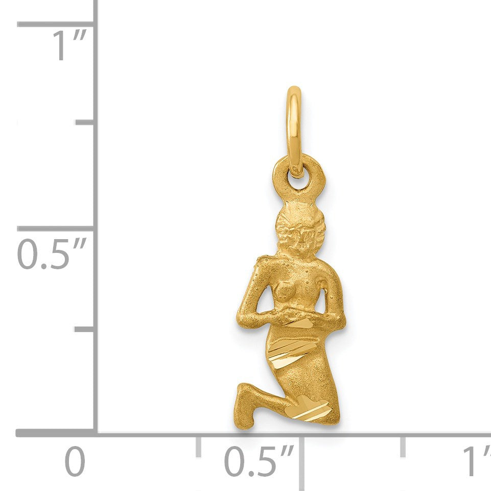 14k Satin Diamond-cut Virgo Zodiac Charm