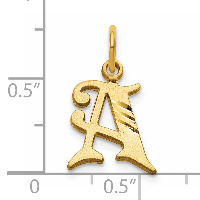 14K Diamond-cut Letter A Initial Charm