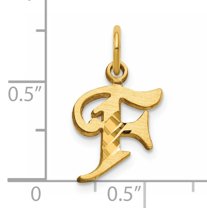 14K Diamond-cut Letter F Initial Charm