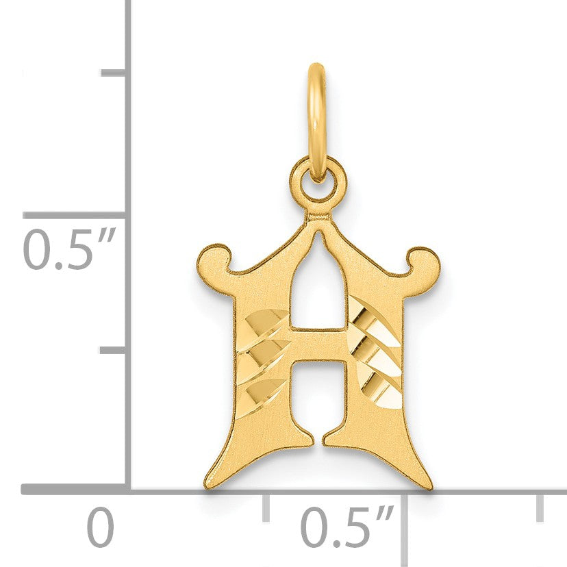 14K Diamond-cut Letter H Initial Charm