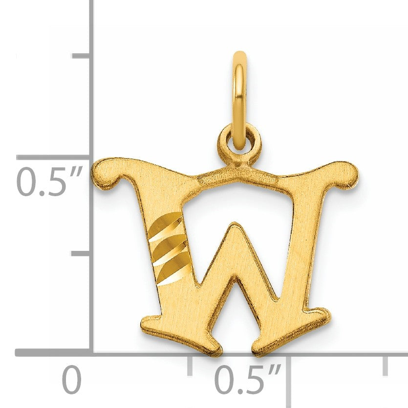 14K Diamond-cut Letter W Initial Charm