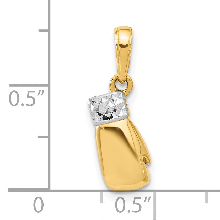 14k and White Rhodium Diamond-cut Boxing Glove Pendant