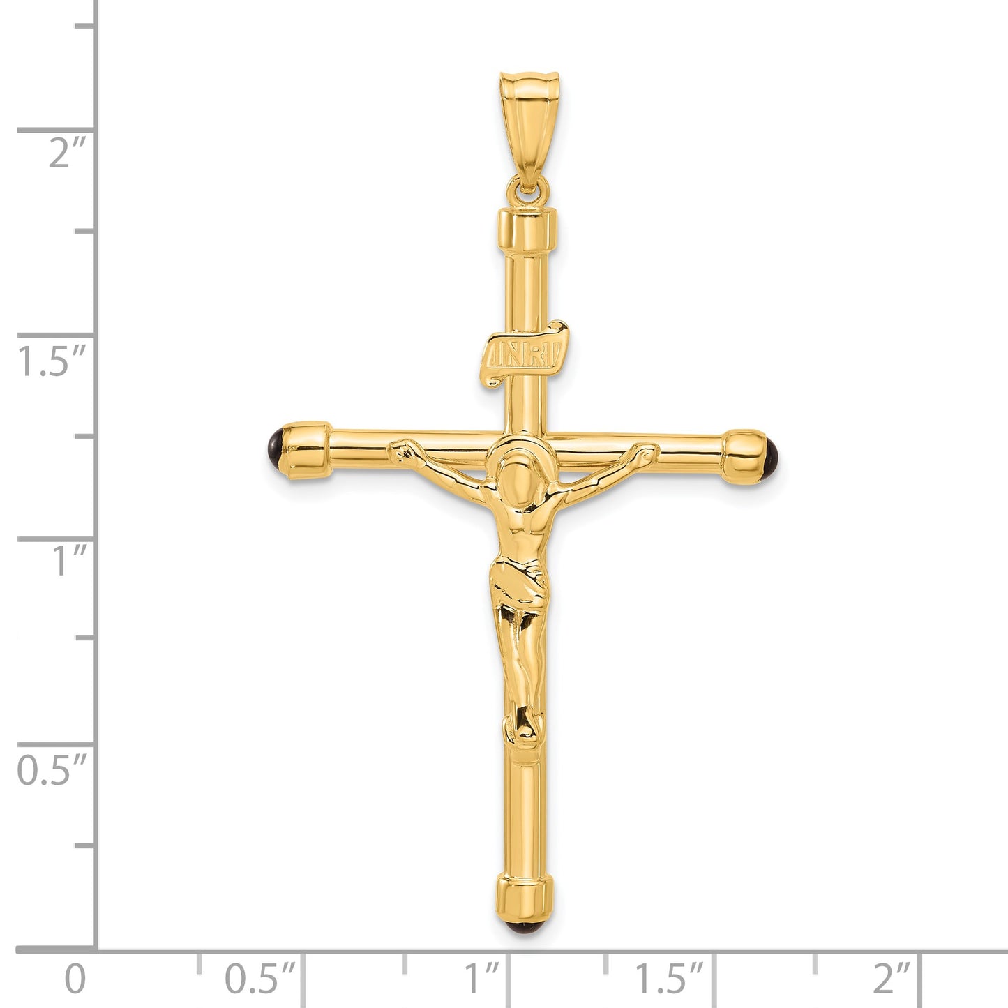 14K Polished Crucifix with Onyx Tips Pendant