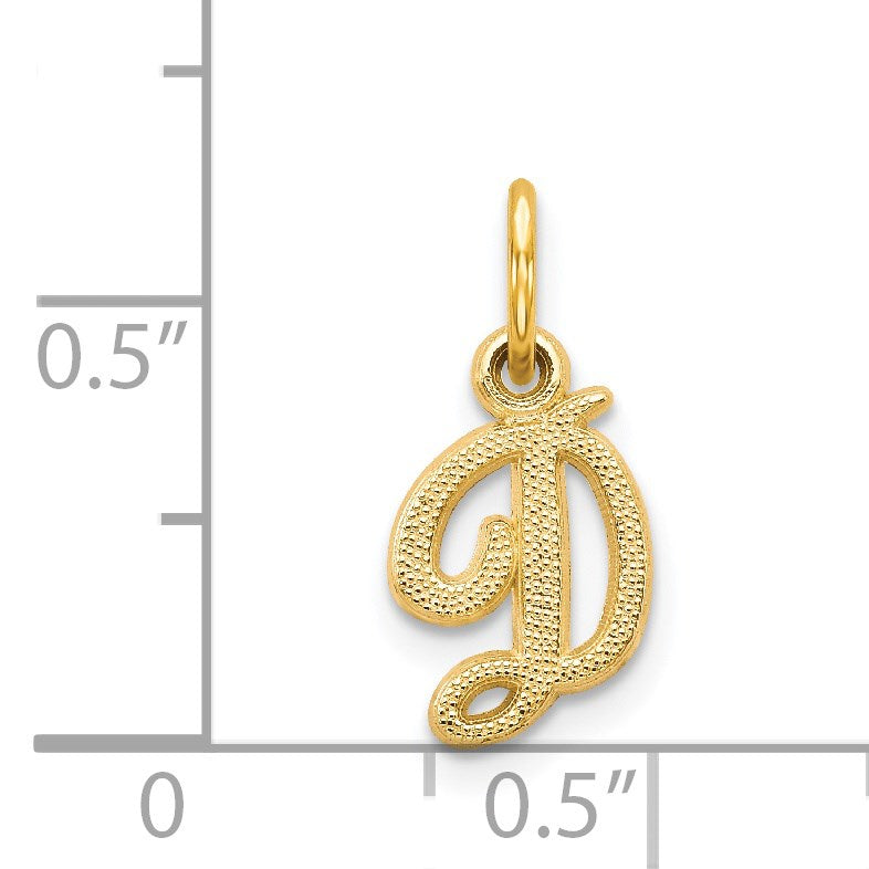 14KY Script Letter D Initial Charm
