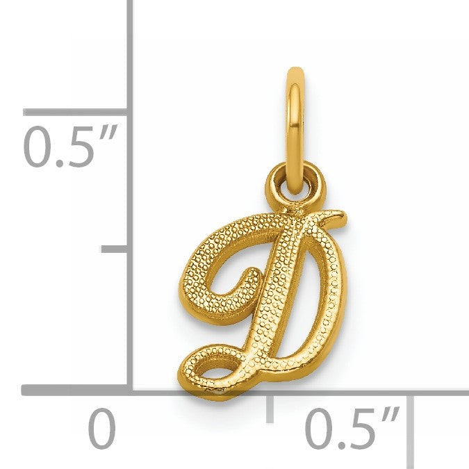 14KY Script Letter D Initial Charm
