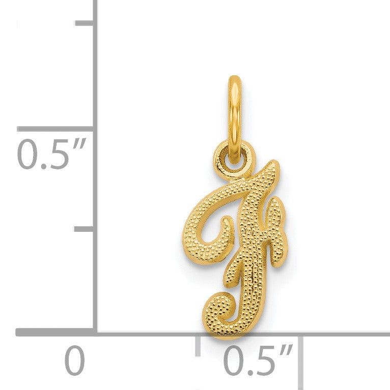 14KY Script Letter F Initial Charm