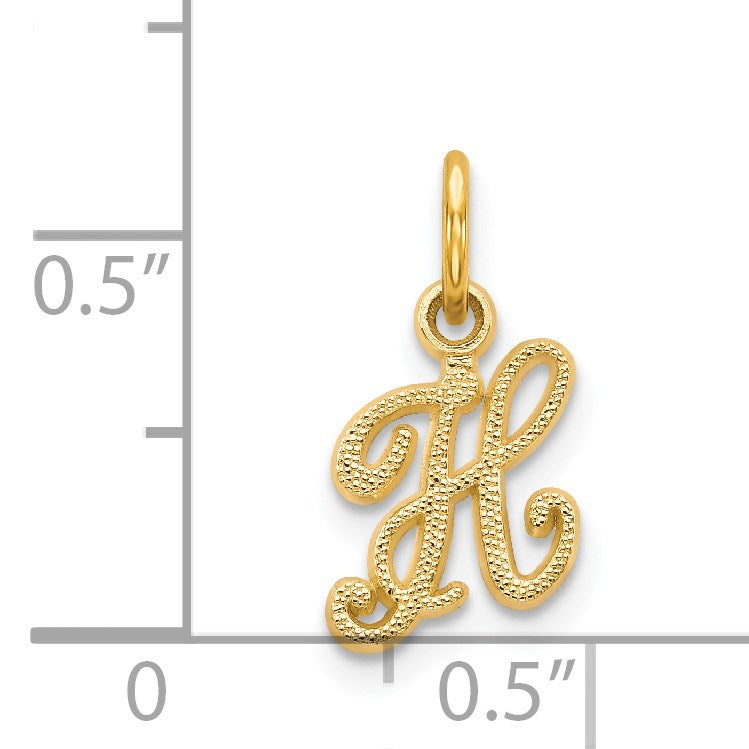 14KY Script Letter H Initial Charm