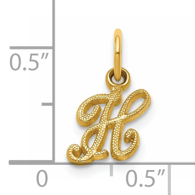 14KY Script Letter H Initial Charm