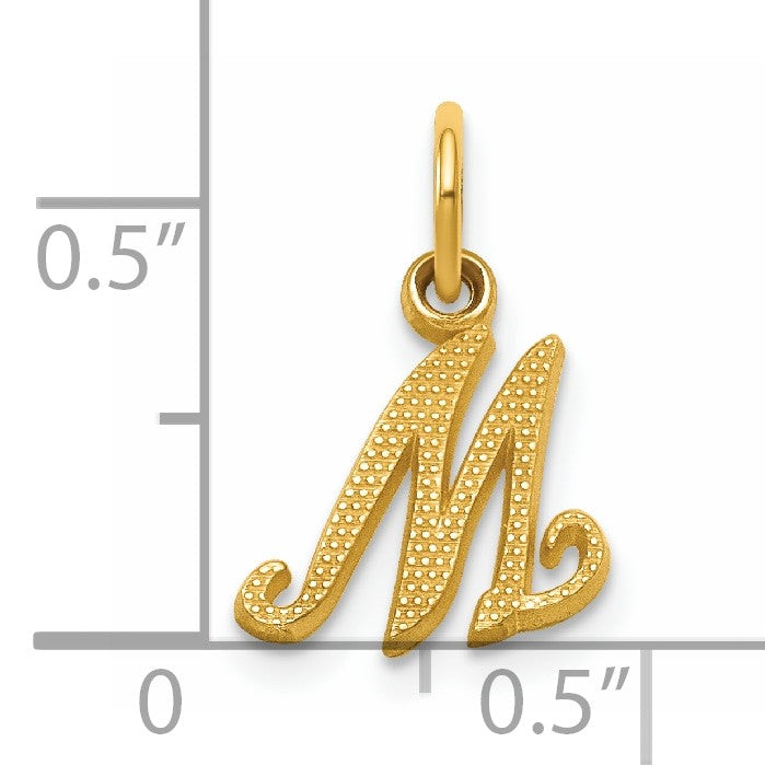 14KY Script Letter M Initial Charm