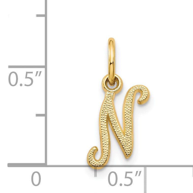 14KY Script Letter N Initial Charm