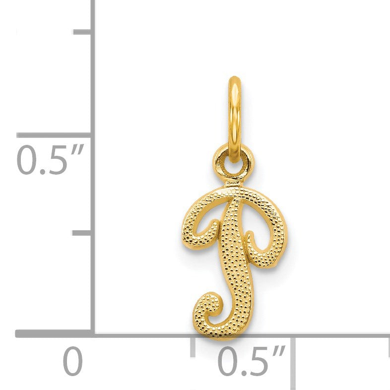 14KY Script Letter P Initial Charm