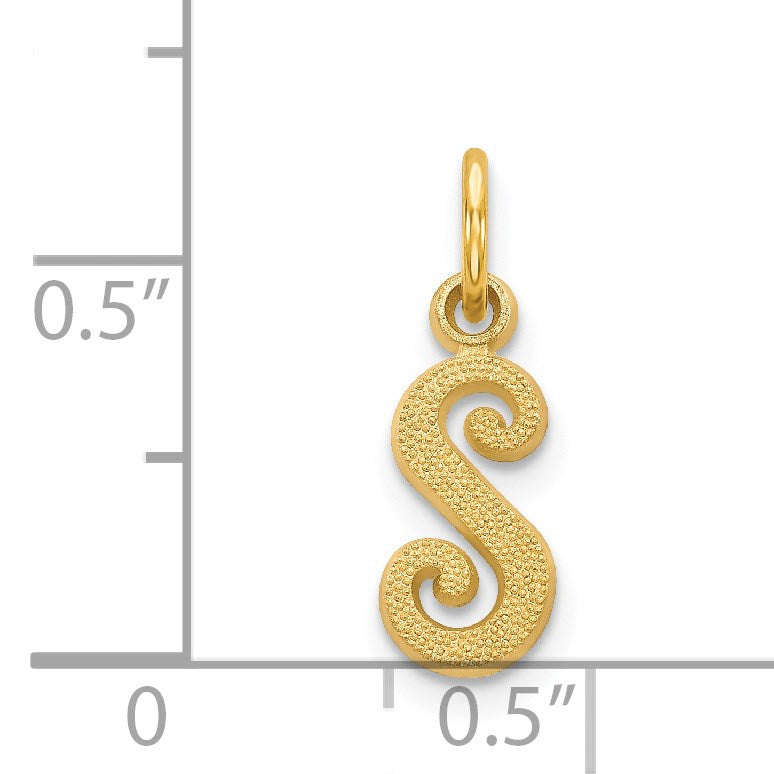 14KY Script Letter S Initial Charm