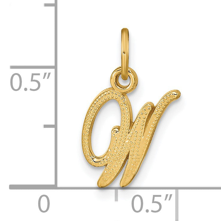 14KY Script Letter W Initial Charm